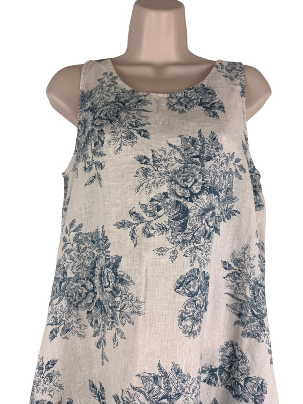 Rachel Zoe Blue White Floral Linen Shift Dress w/pockets Sleeveless Small - Picture 4 of 7